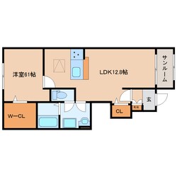 クレメント木津八ヶ坪Aの物件間取画像